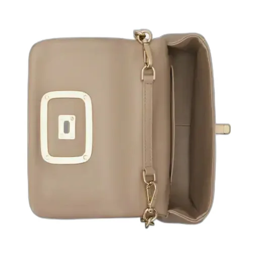 Logo Engraved Foldover Top Shoulder Bag