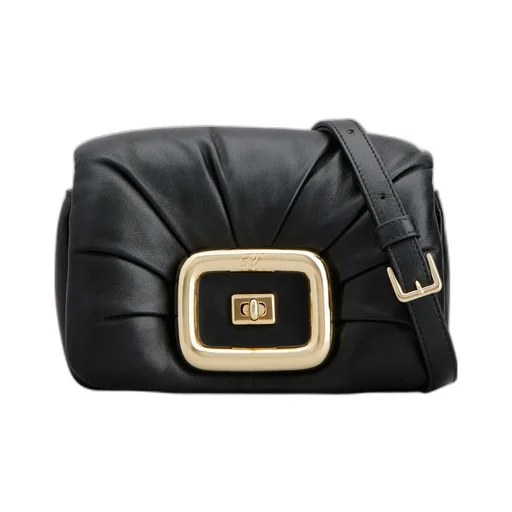 Logo Engraved Foldover Top Shoulder Bag
