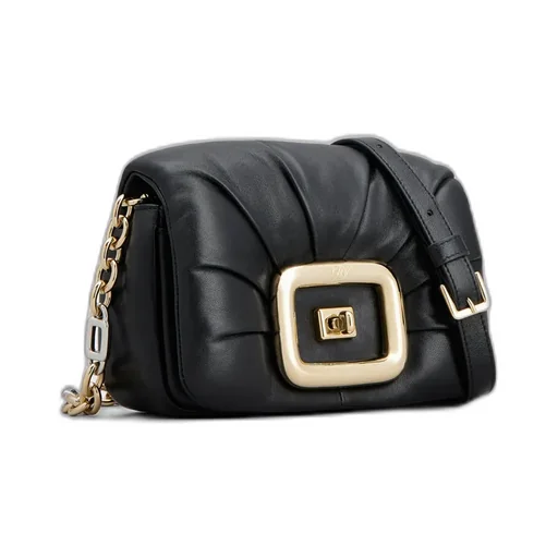 Logo Engraved Foldover Top Shoulder Bag