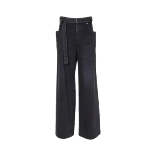 Wide-Leg Belted Jeans