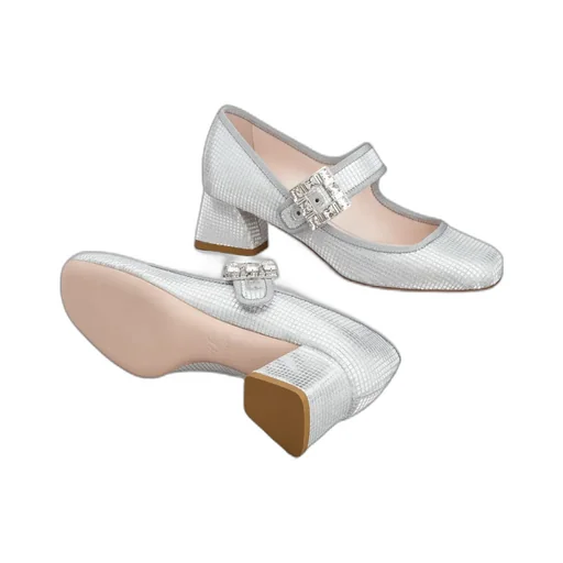 TrÉS Vivier Strass Buckle Babies Pumps In Fabric