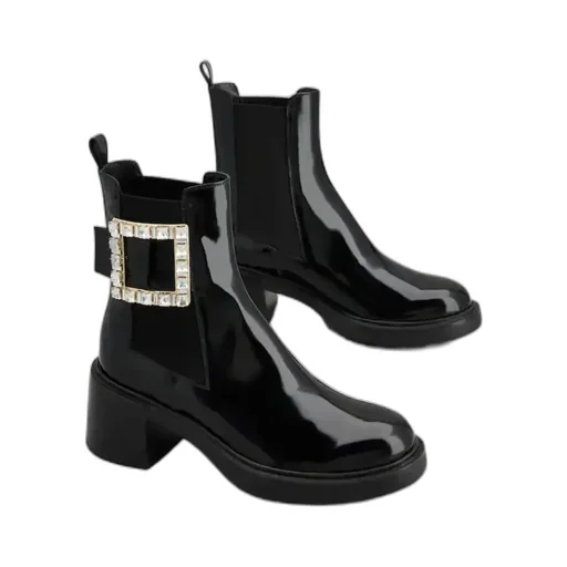 Viv' Rangers Strass Buckle Chelsea Ankle Boots In Patent Leather