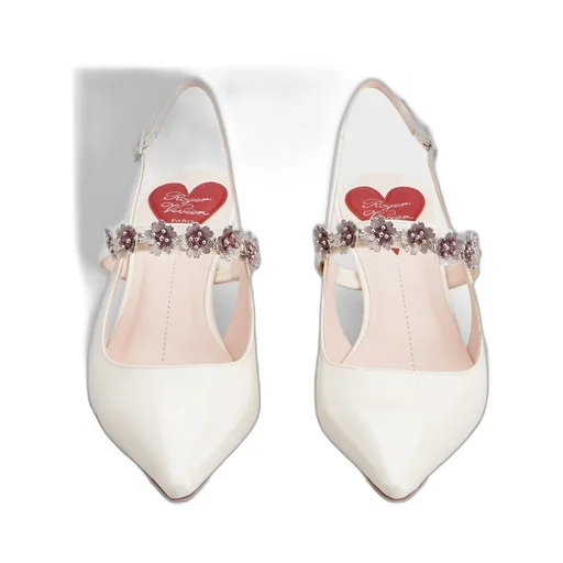 Virgule Flower Slingback Pumps