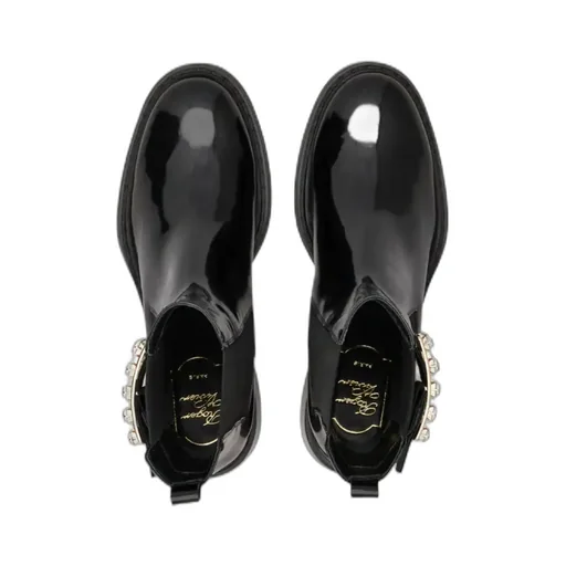 Viv' Rangers Strass Buckle Chelsea Ankle Boots In Patent Leather