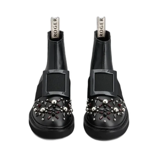 Viv' Rangers Studs Lacquered Buckle Chelsea Ankle Boots