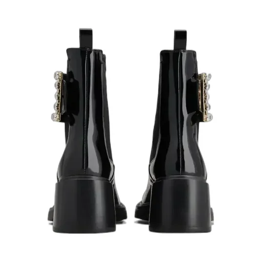 Viv' Rangers Strass Buckle Chelsea Ankle Boots In Patent Leather