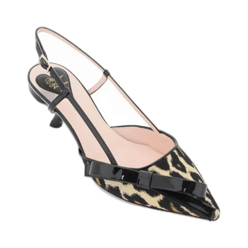 Virgule Bow Piping Slingback Pumps In Fabric
