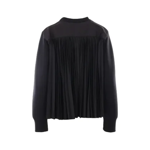 Pleated Detailed Crewneck Sweater