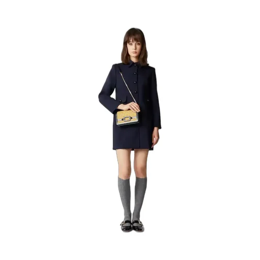 Checked Foldover Top Clutch Bag