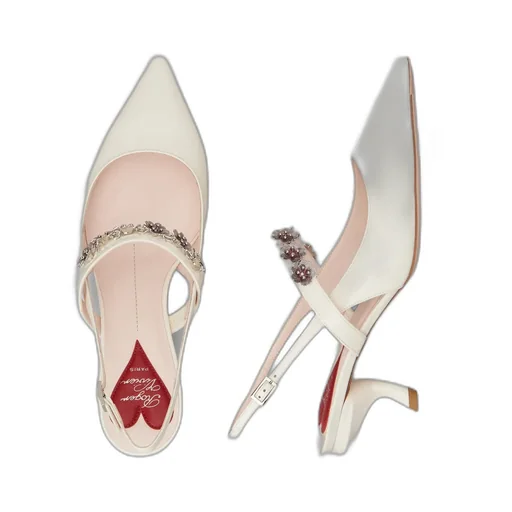 Virgule Flower Slingback Pumps