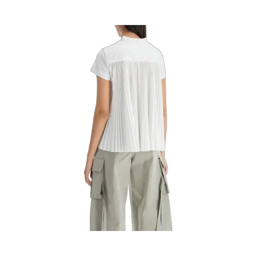 Knife-Pleats Crew-Neck T-Shirt