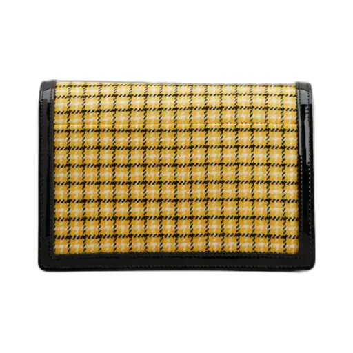 Checked Foldover Top Clutch Bag