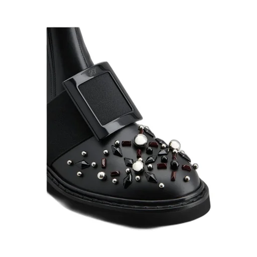 Viv' Rangers Studs Lacquered Buckle Chelsea Ankle Boots