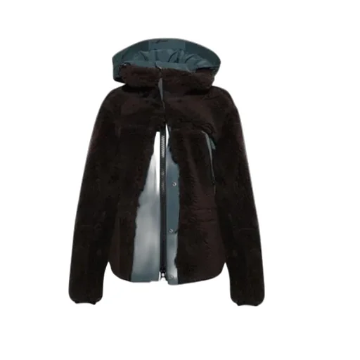 Long Sleeved Hooded Shearling Jacket
