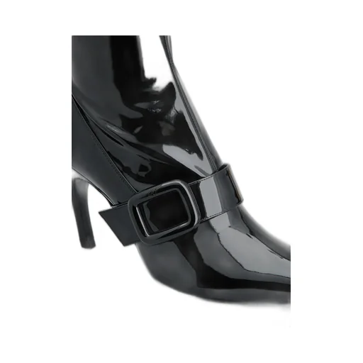 Viv' Choc Stretch Lacquered Buckle Ankle Boots