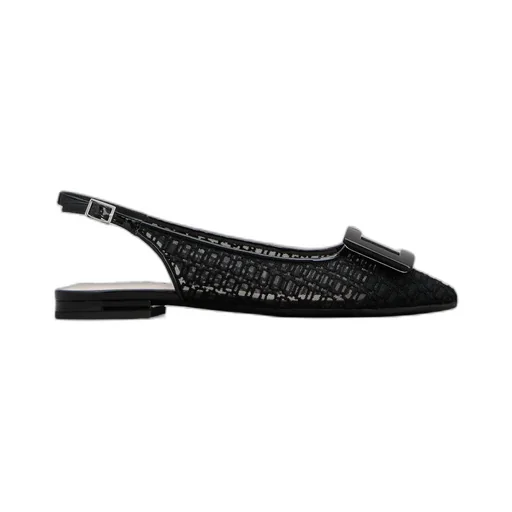 Gomettine Net Heel Buckle Ballet Flats