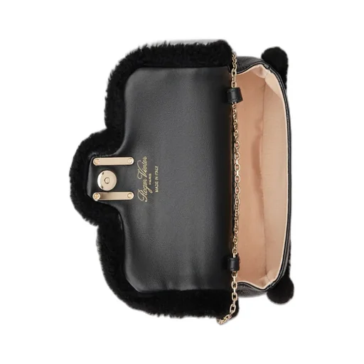 Jeu De Fille Viv' Shearling Strass Buckle Clutch Bag In Patent Leather