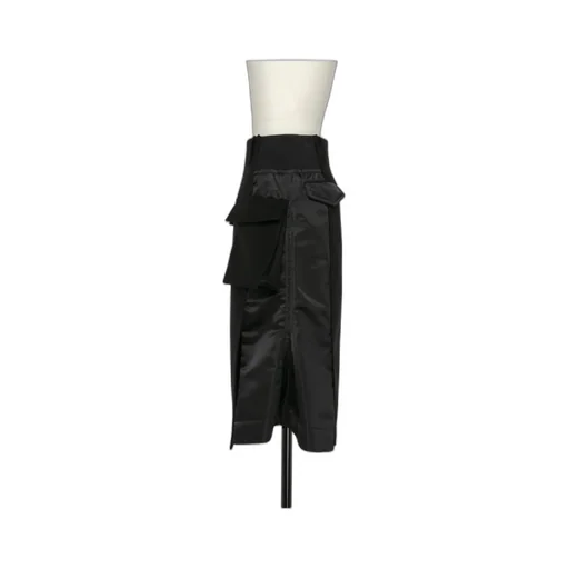High Waist Panelled Cargo Midi Skirt