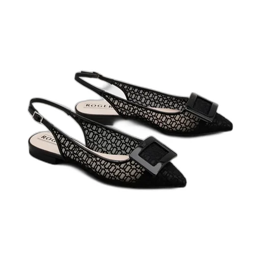 Gomettine Net Heel Buckle Ballet Flats