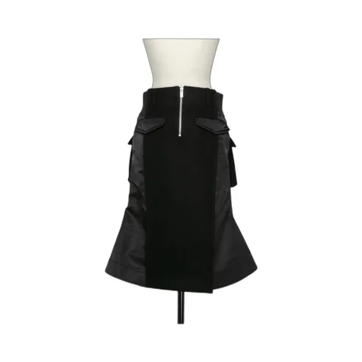 High Waist Panelled Cargo Midi Skirt