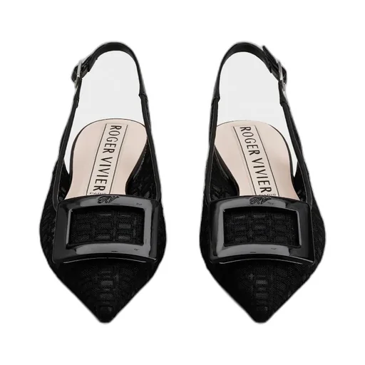 Gomettine Net Heel Buckle Ballet Flats