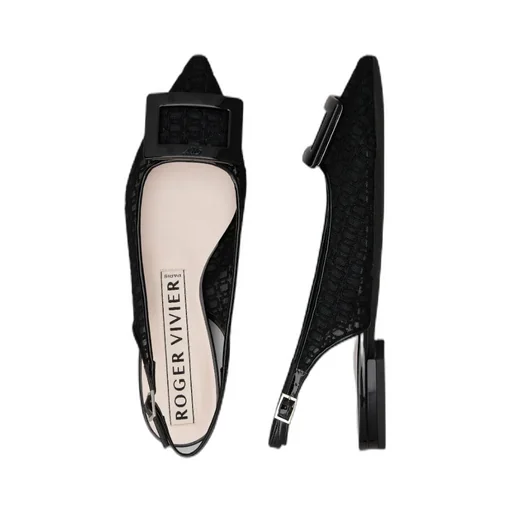 Gomettine Net Heel Buckle Ballet Flats