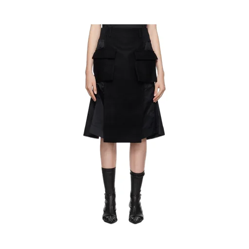 High Waist Panelled Cargo Midi Skirt