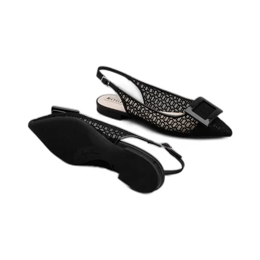 Gomettine Net Heel Buckle Ballet Flats