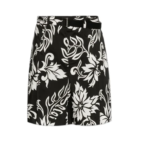 Floral-Print Belted Shorts