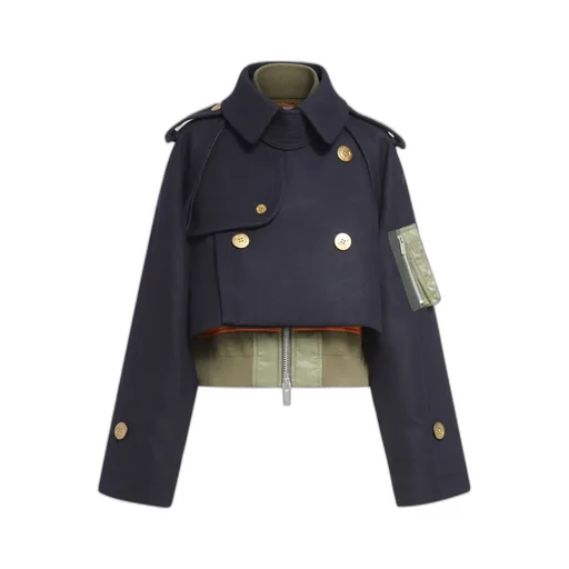 Double-Breasted Layered Wool Jacket