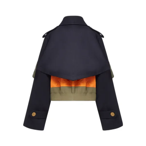 Double-Breasted Layered Wool Jacket