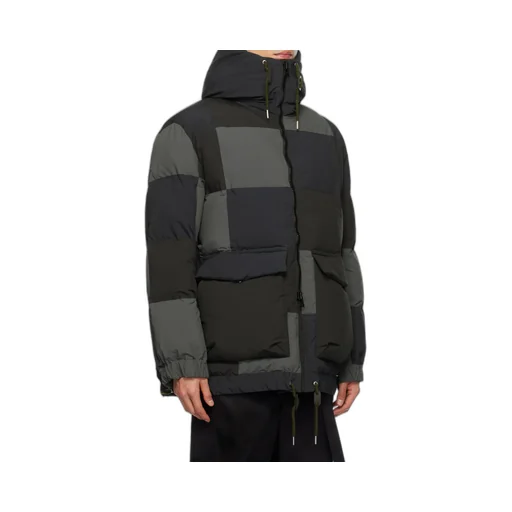 Checkerboard-Print Padded Jacket
