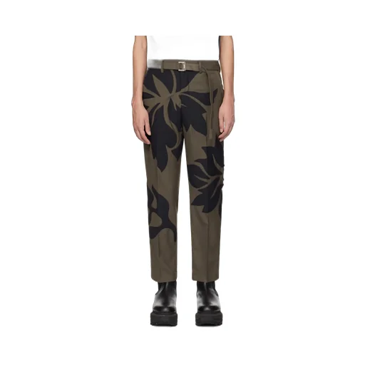 Floral Decal Details Casual Pants