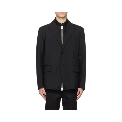 Layered Zipped Single-Breasted Blazer