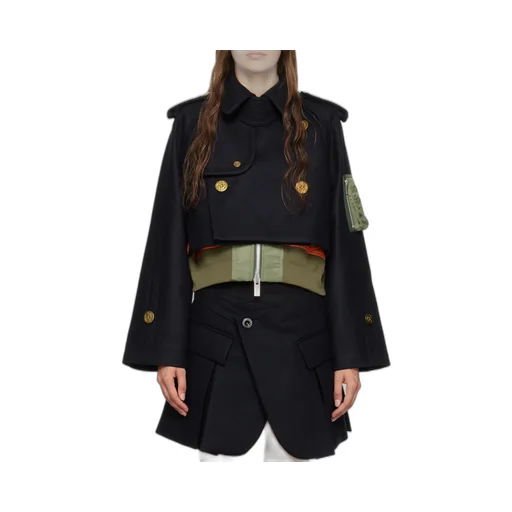 Double-Breasted Layered Wool Jacket