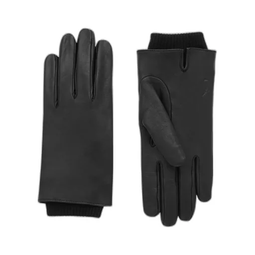 Cassandre Cuffed Gloves In Leather And Wool