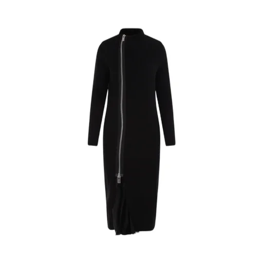 Layered Pleated Zip-Up Midi Dress