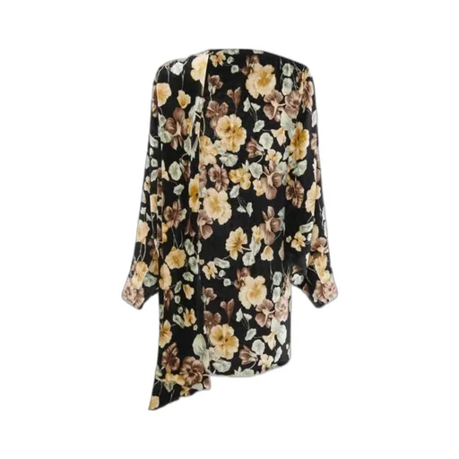 Draped Floral Patterned Dress