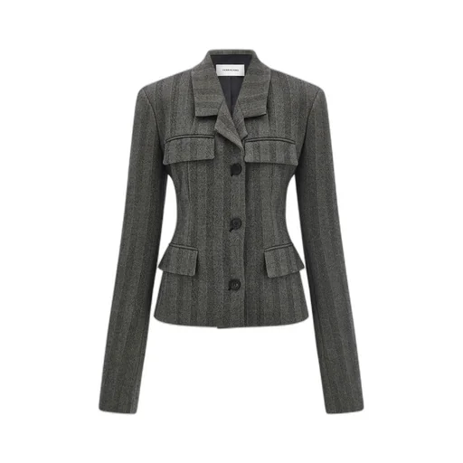 Chevron Single-Breasted Blazer