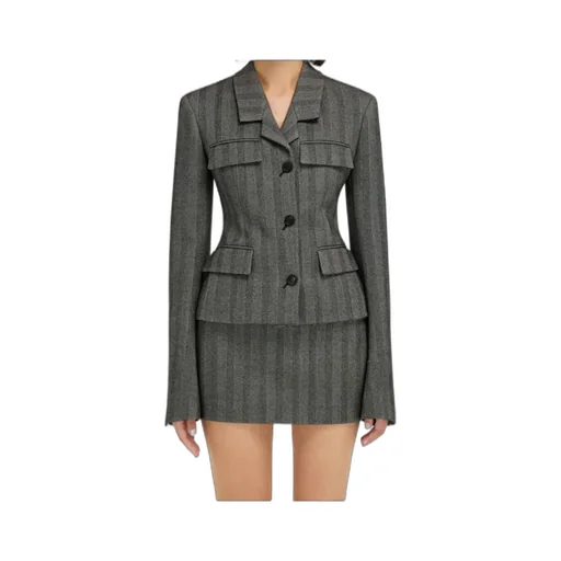 Chevron Single-Breasted Blazer