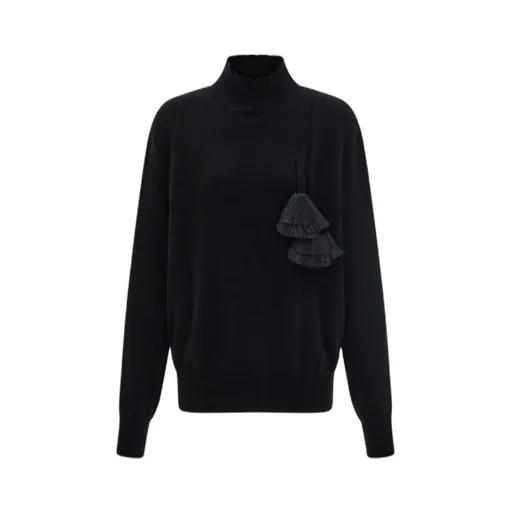 Flower Embellished Turtleneck Jumper