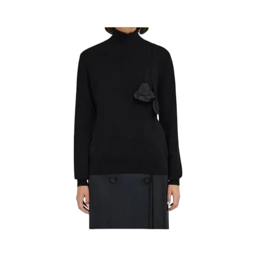 Flower Embellished Turtleneck Jumper