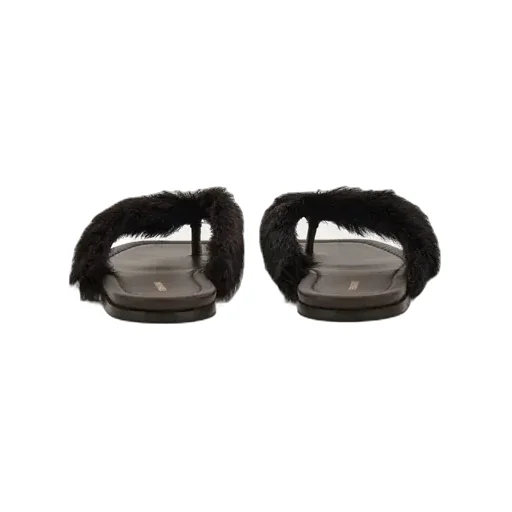 Thong Sandal With Fur Detail