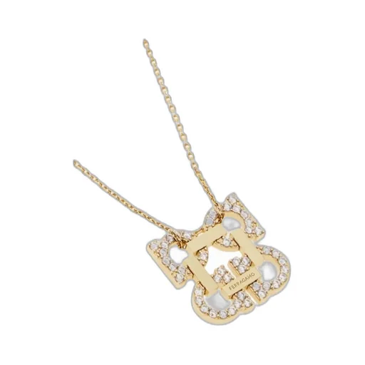Crystal Embellished Four Gancini Pendant Necklace