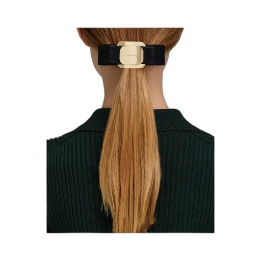 Leather Hair Clip With Bow Embellishment
