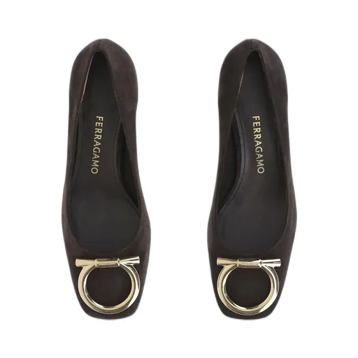 70Mm Gancini-Detail Suede Heeled Pumps