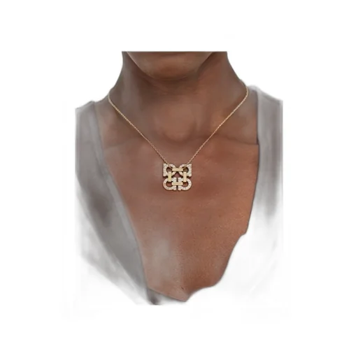 Crystal Embellished Four Gancini Pendant Necklace