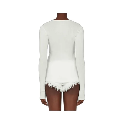 Rippled Neckline Ribbed Top