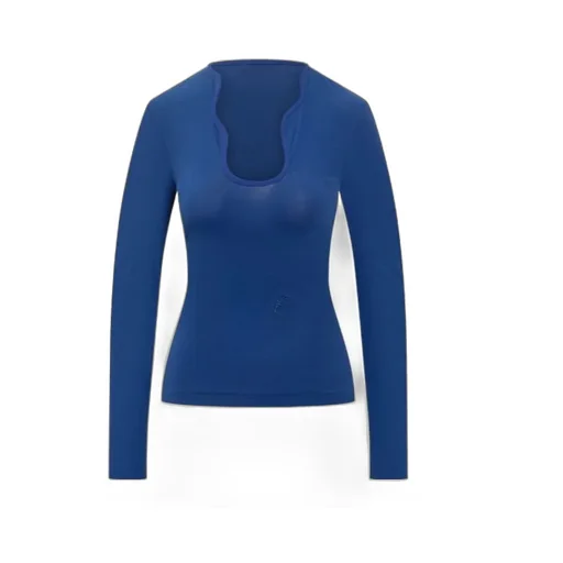 Rippled Neckline Ribbed Top