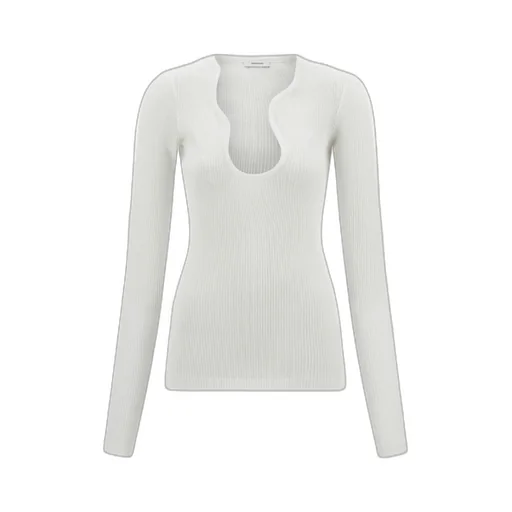 Rippled Neckline Ribbed Top